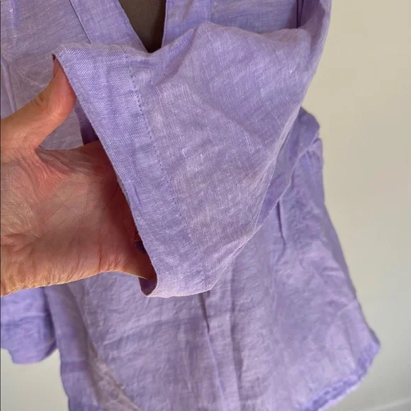 Sigrid Olsen Purple 3/4 Sleeve Polo Collar Blouse - Picture 11 of 17